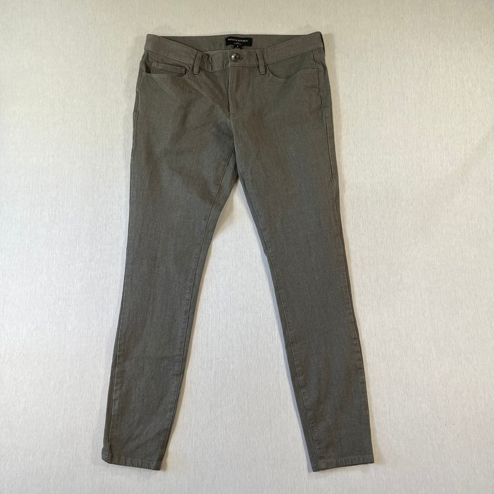 Banana Republic Pants Womens 4 Sloan Fit Gray Slim Leg Stretch 5 Pocket 26" Ins